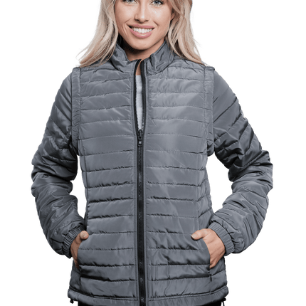 Marwin Sports Puffer Women's Jacket Removable Arms - Grey - Marwin Sports