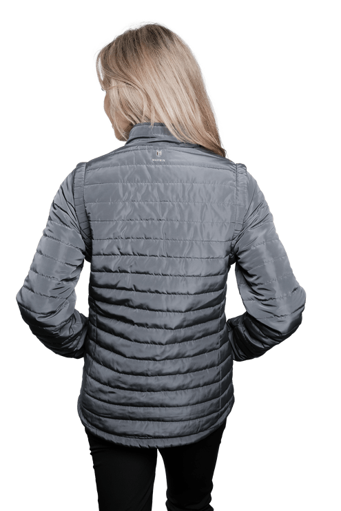 Marwin Sports Puffer Women's Jacket Removable Arms - Grey - Marwin Sports