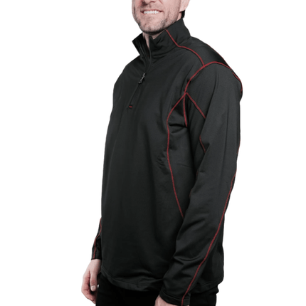 Marwin Sports Quarter Zip Men's Pullover - Black/Red - Marwin Sports