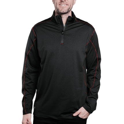 Marwin Sports Quarter Zip Men's Pullover - Black/Red - Marwin Sports