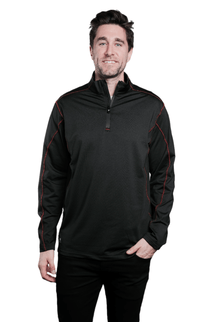 Marwin Sports Quarter Zip Men's Pullover - Black/Red - Marwin Sports