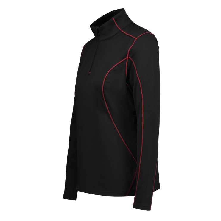 Marwin Sports Quarter Zip Women's Pullover - Black/Red - Marwin Sports