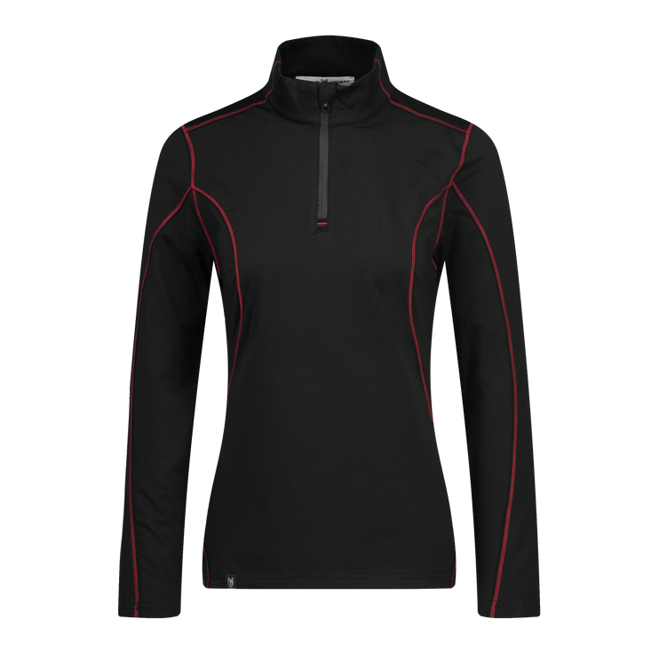 Marwin Sports Quarter Zip Women's Pullover - Black/Red - Marwin Sports