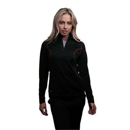 Marwin Sports Quarter Zip Women's Pullover - Black/Red
